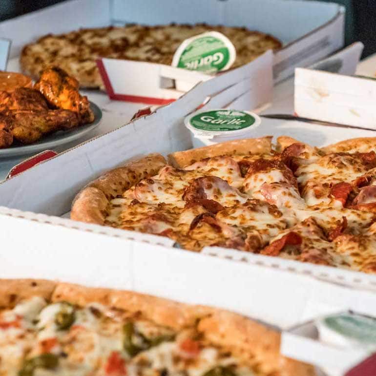 Pizzas and wings image
